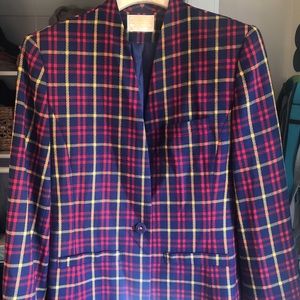 Chic navy plaid holiday blazer